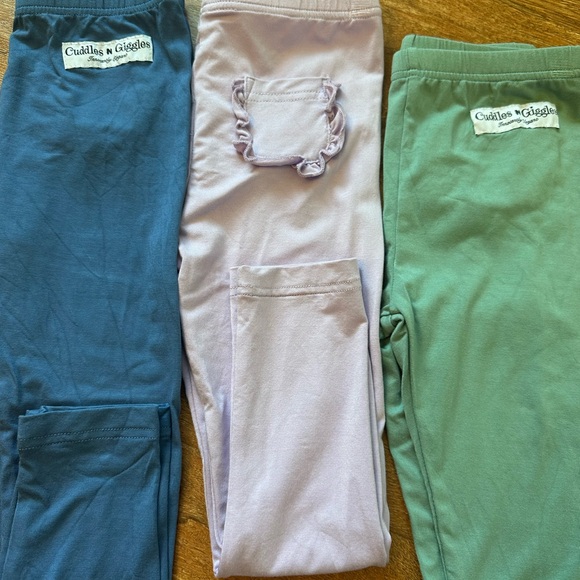Kids Stretch Leggings - Blue, Lavender & Green - Picture 2 of 3